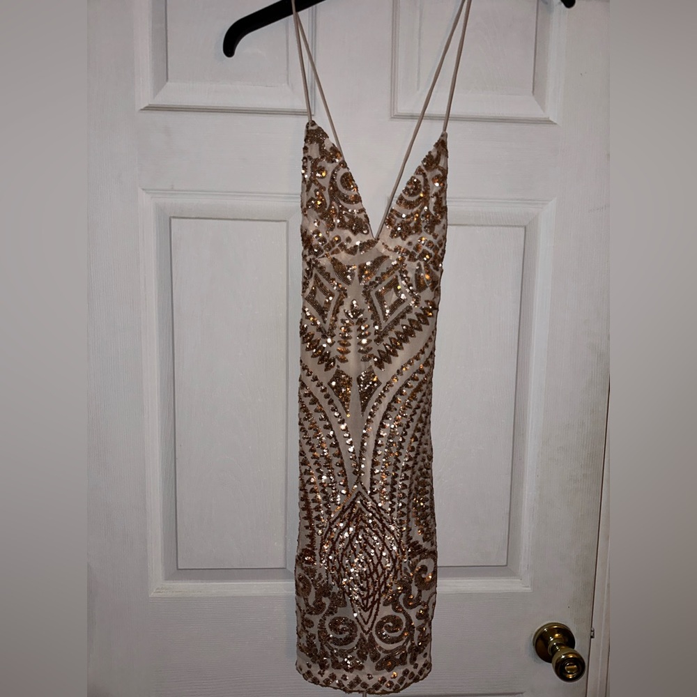 Gold and Beige sequin dress